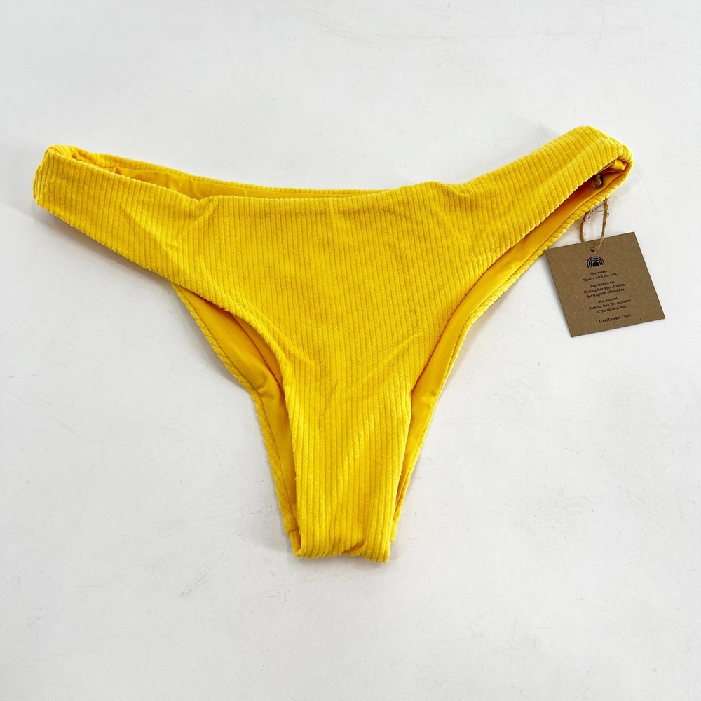 NWT Free People x Toast Swim Ribbed Bikini Bottoms Thong Yellow XS New with Tags